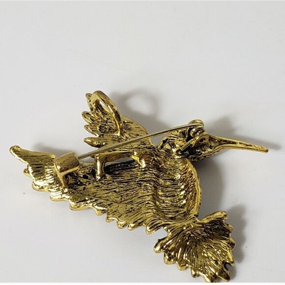 Blue & Green HUMMINGBIRD Crystal Embellished Brooch Pin - Picture 4 of 7